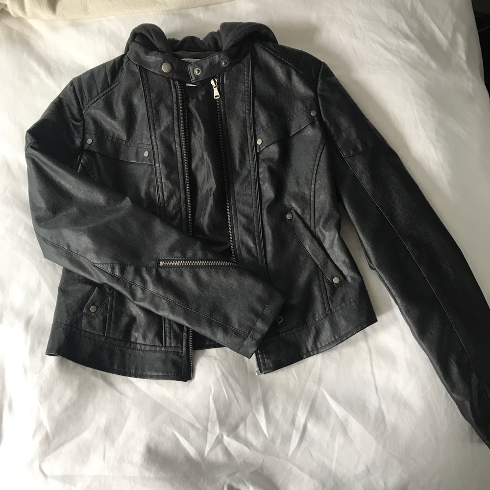 Hooded Leather Jacket ✨